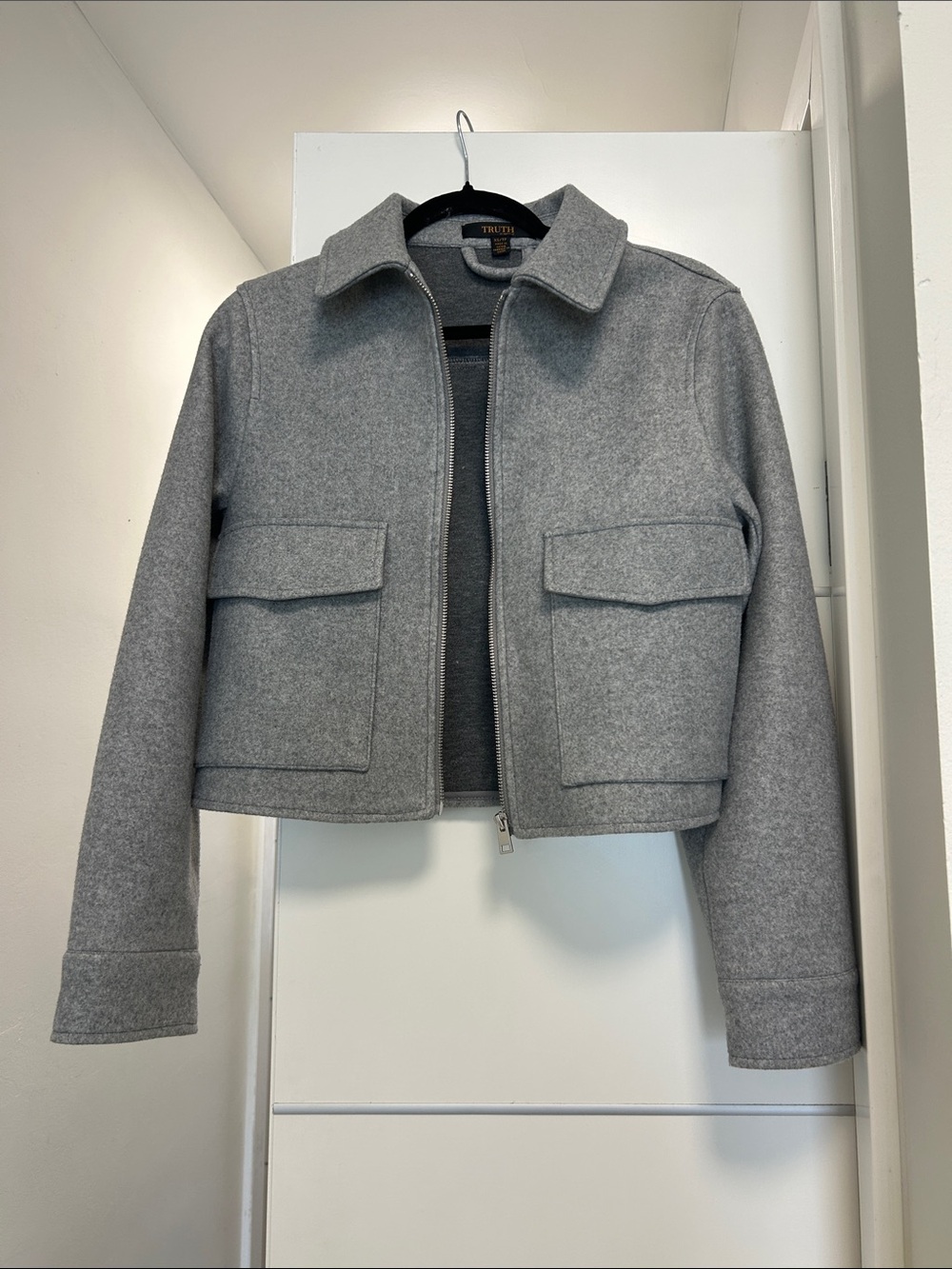 TRUTH Grey Cropped Wool Utility Jacket NWOT